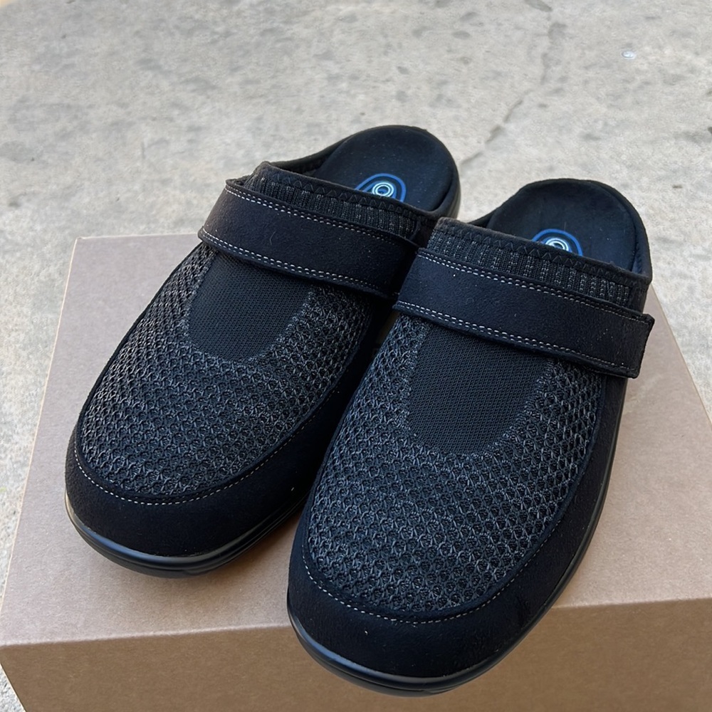Ortho Feet Louise Black Knit Slippers Women's Size 8.5 X-Wide